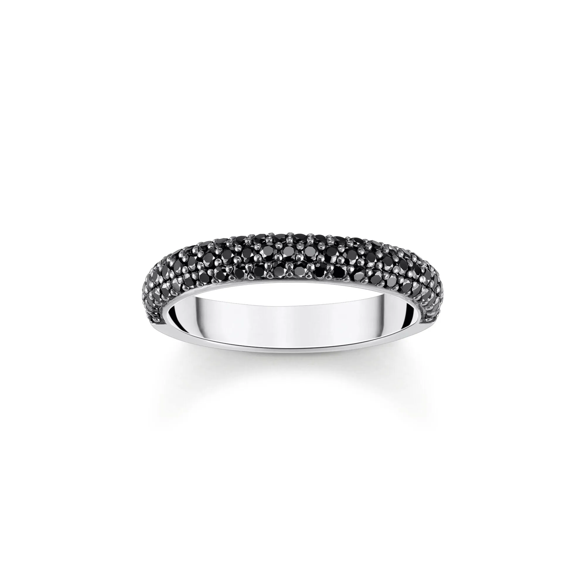 Thomas Sabo Womens Rings Thin band ring with black zirconia