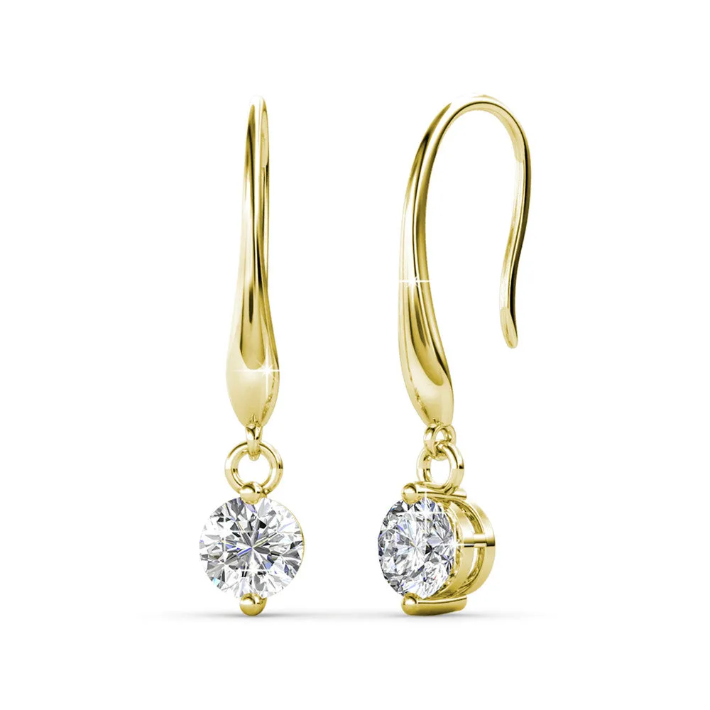 Veronica 18k White Gold Plated Drop Earrings with Swarovski Crystals