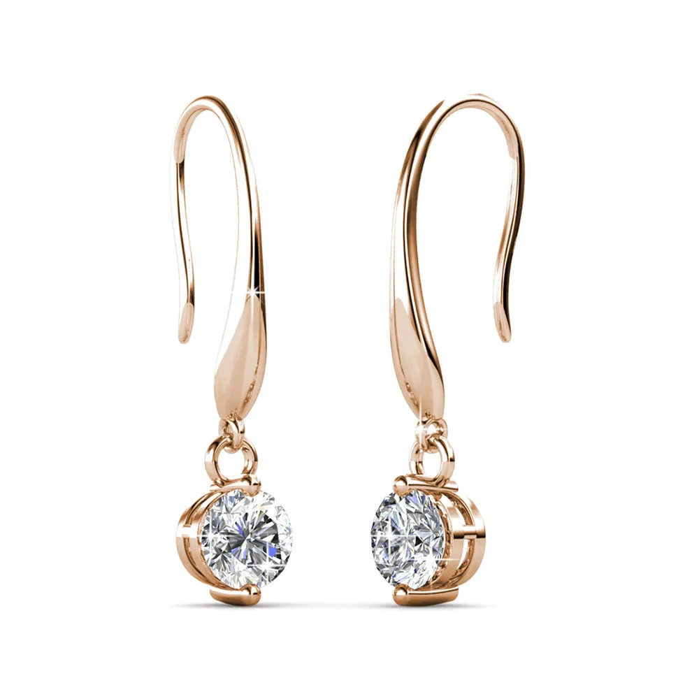 Veronica 18k White Gold Plated Drop Earrings with Swarovski Crystals