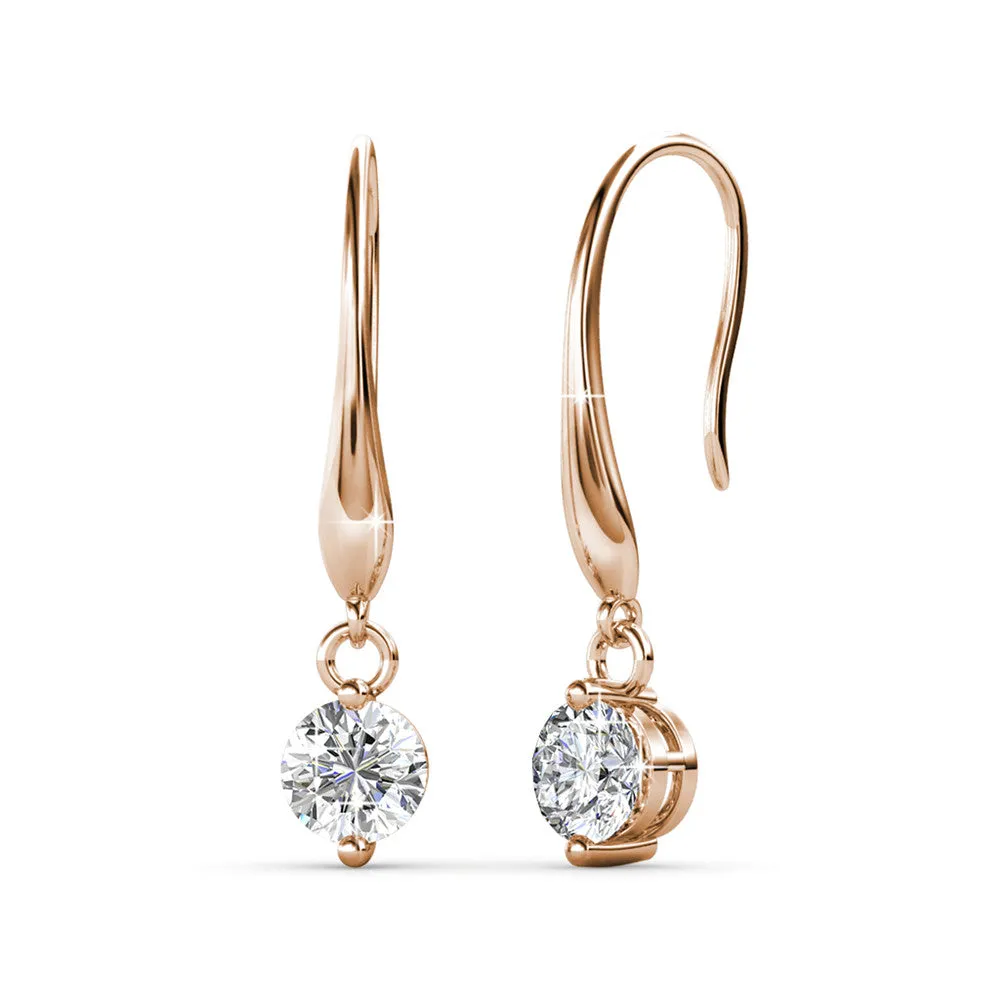 Veronica 18k White Gold Plated Drop Earrings with Swarovski Crystals