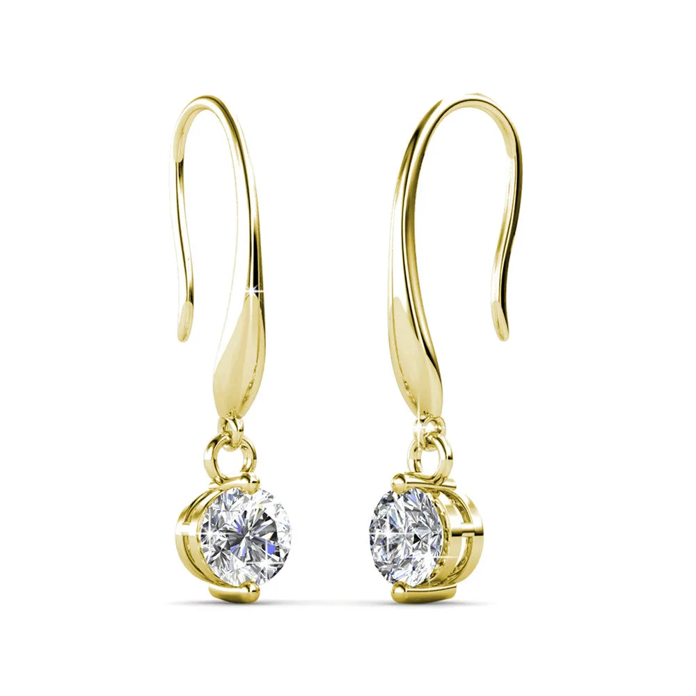 Veronica 18k White Gold Plated Drop Earrings with Swarovski Crystals