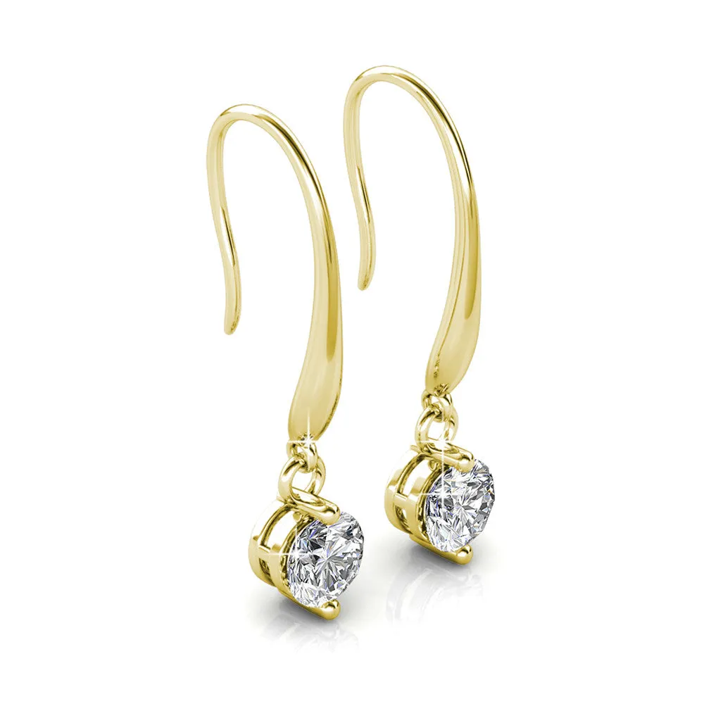 Veronica 18k White Gold Plated Drop Earrings with Swarovski Crystals