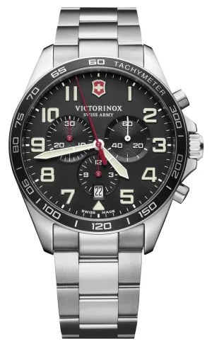 Victorinox Swiss Army Fieldforce Chronograph Stainless Steel Black Dial Date Quartz Mens Watch 241855 Victorinox Swiss Army Watches