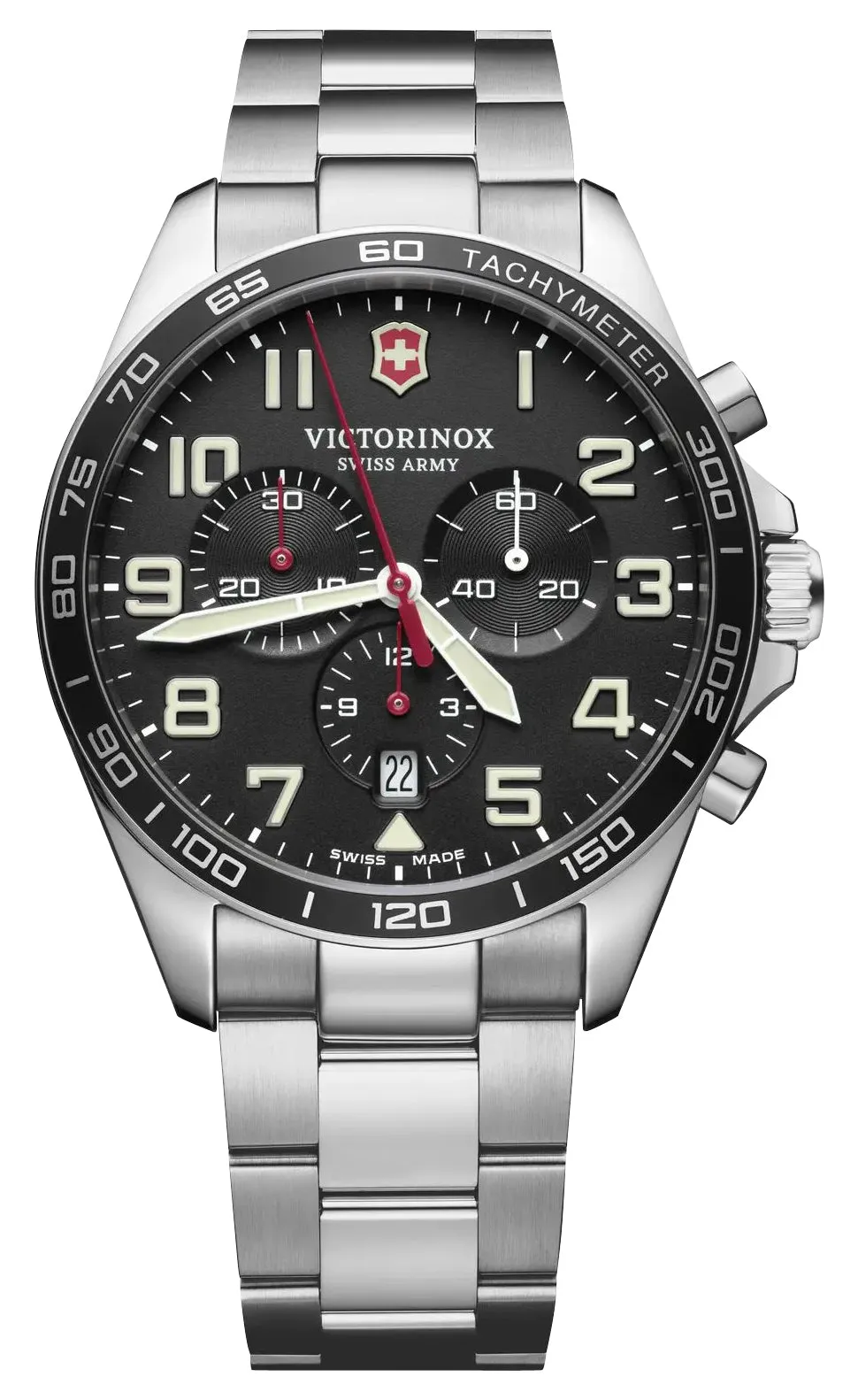 Victorinox Swiss Army Fieldforce Chronograph Stainless Steel Black Dial Date Quartz Mens Watch 241855 Victorinox Swiss Army Watches