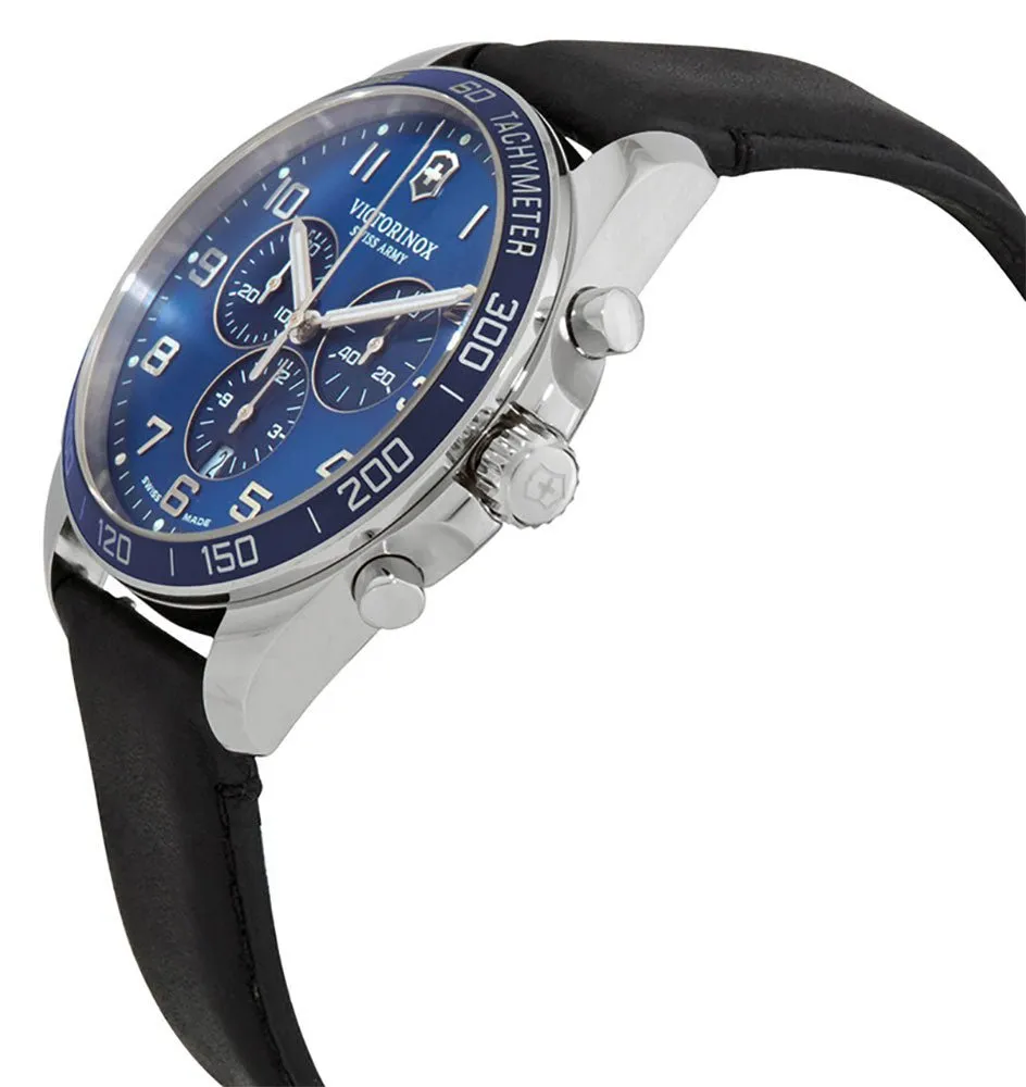 Victorinox Swiss Army Fieldforce Classic Chronograph Stainless Steel Blue Dial Black Leather Strap Date Quartz Mens Watch 241929 Victorinox Swiss Army Watches