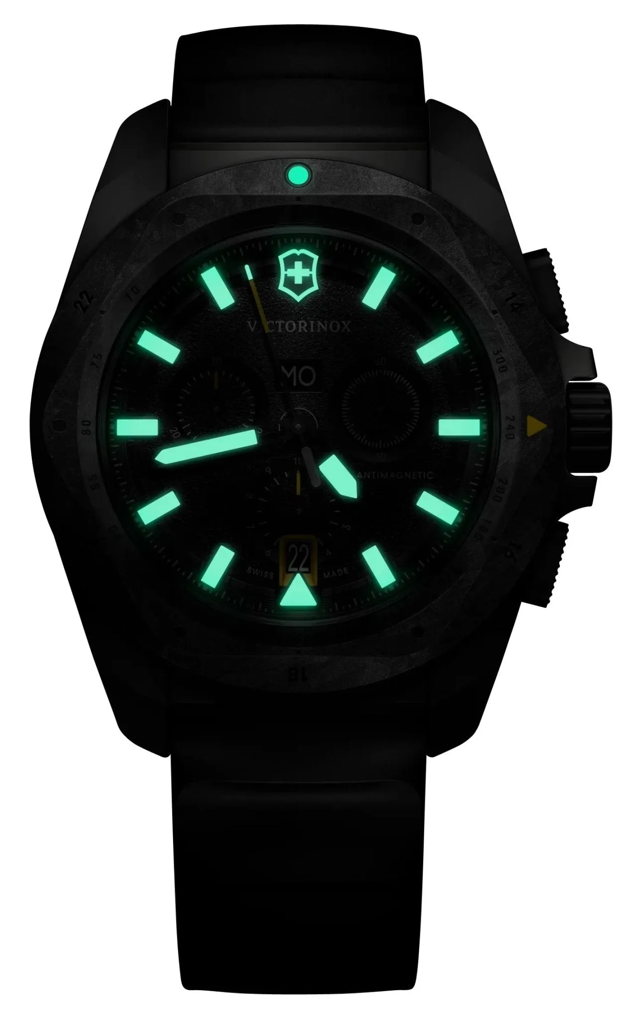 Victorinox Swiss Army I.N.O.X. Chronograph Titanium Black Dial Black Rubber Strap Day/Date Divers Quartz Mens Watch 242011 Victorinox Swiss Army Watches