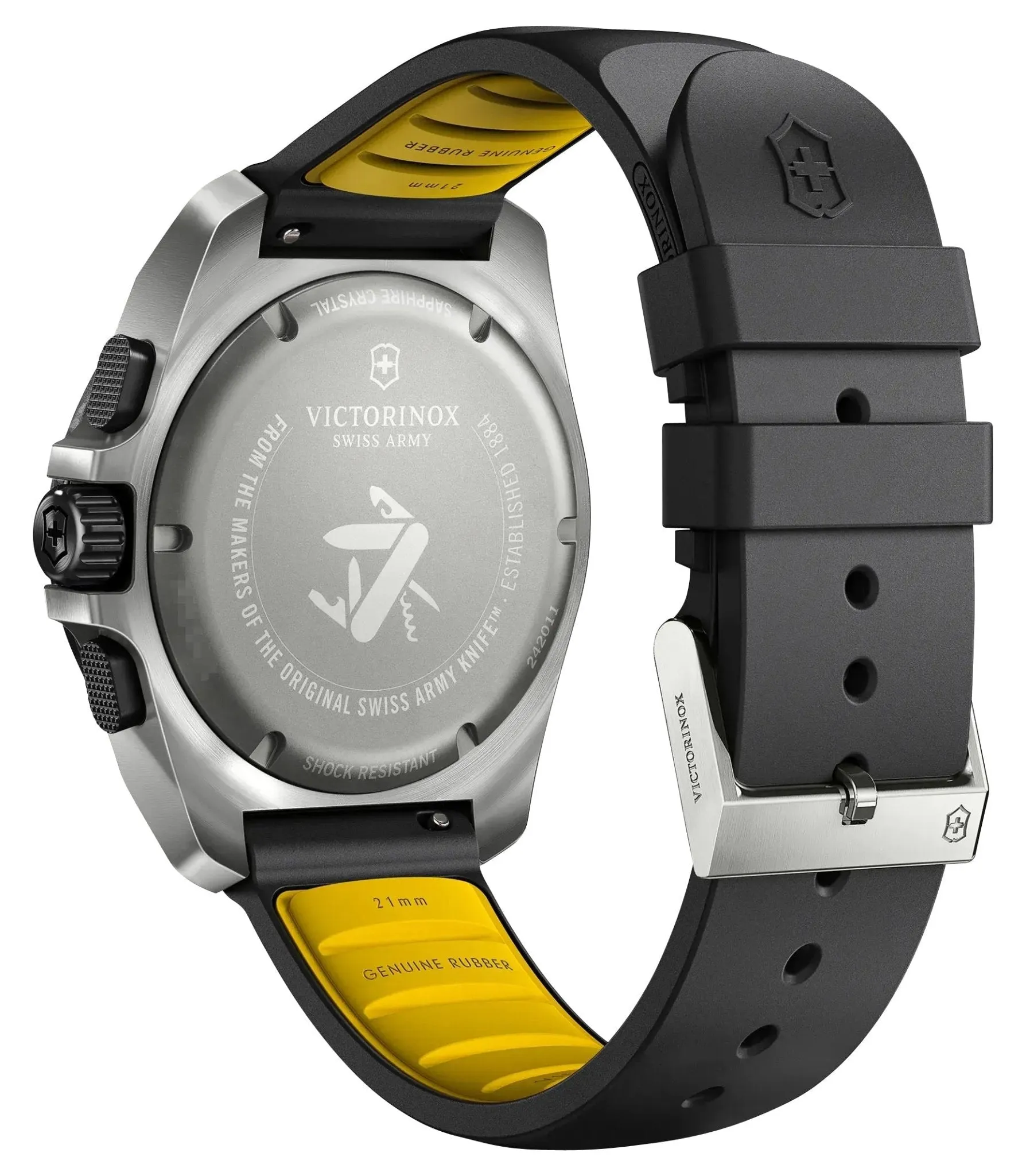 Victorinox Swiss Army I.N.O.X. Chronograph Titanium Black Dial Black Rubber Strap Day/Date Divers Quartz Mens Watch 242011 Victorinox Swiss Army Watches