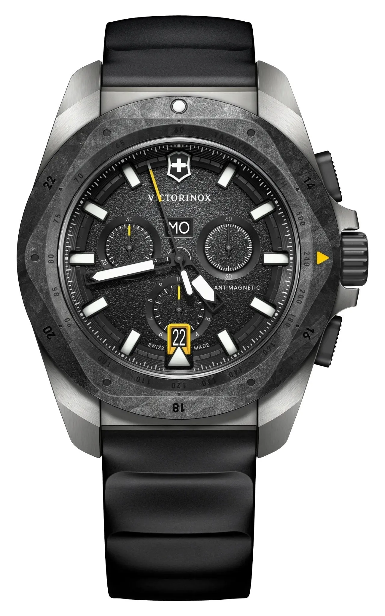 Victorinox Swiss Army I.N.O.X. Chronograph Titanium Black Dial Brown Leather Interchangeable Black Rubber Strap Day/Date Divers Quartz Mens Watch 241988.1 Victorinox Swiss Army Watches
