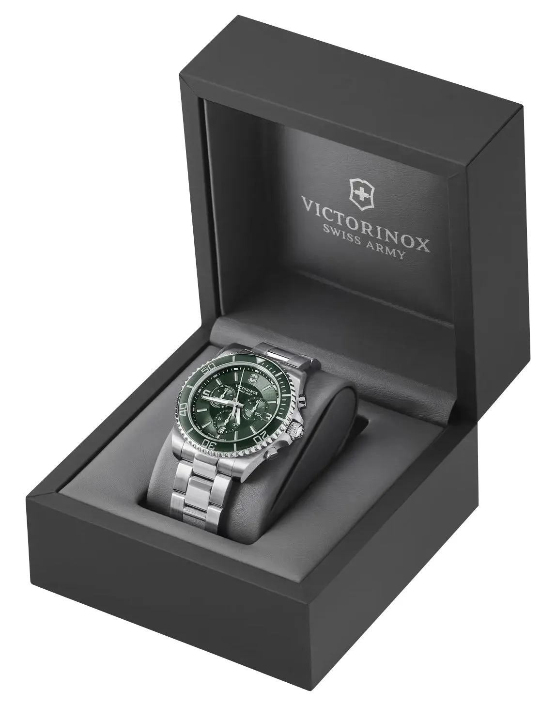 Victorinox Swiss Army Maverick Chronograph Stainless Steel Green Dial Date Quartz Mens Watch 241946 Victorinox Swiss Army Watches