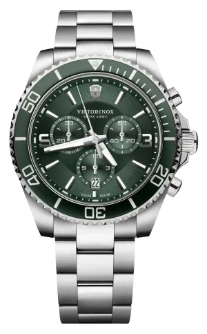 Victorinox Swiss Army Maverick Chronograph Stainless Steel Green Dial Date Quartz Mens Watch 241946 Victorinox Swiss Army Watches