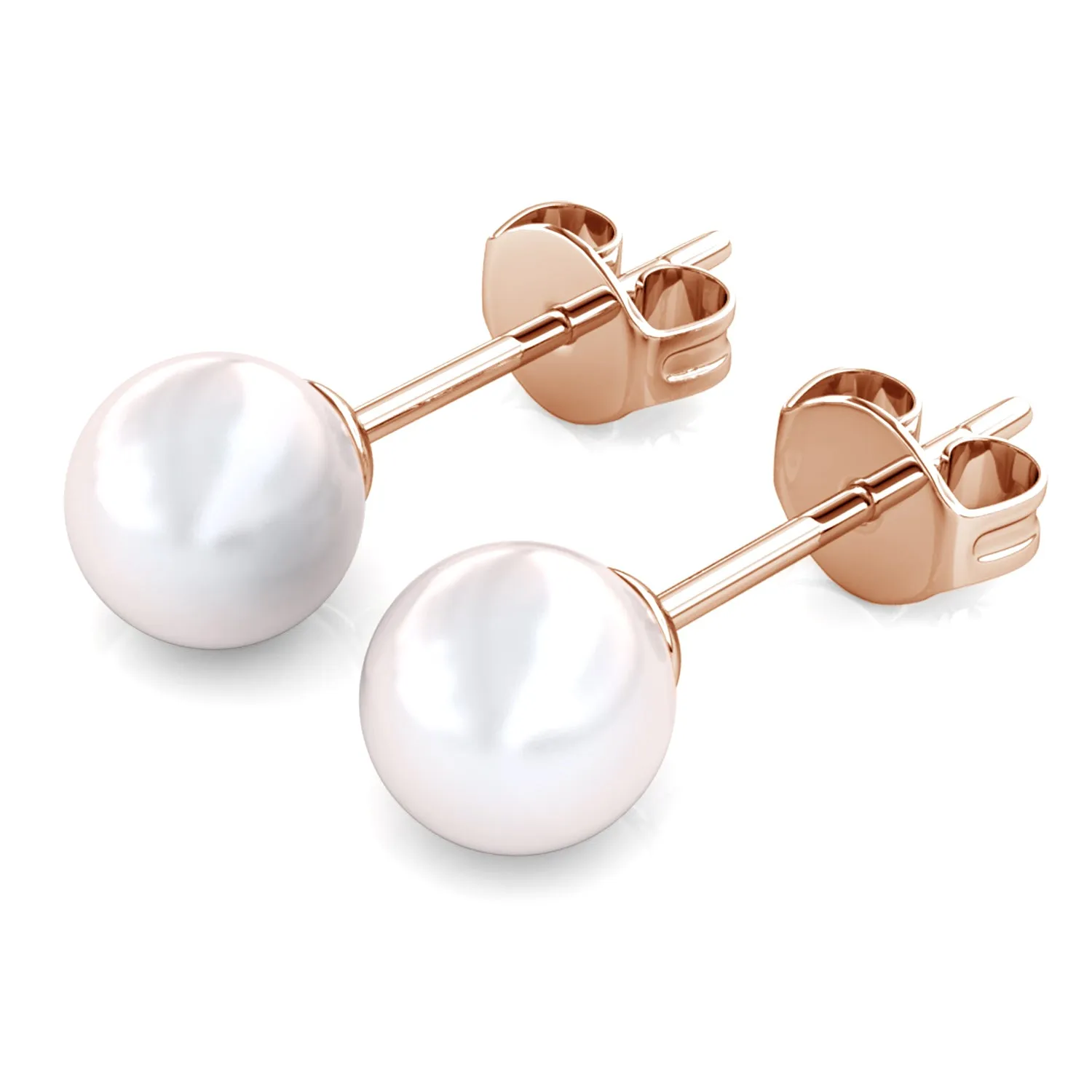 Vivienne 18k White Gold Plated Stud Earrings with Shell Pearls