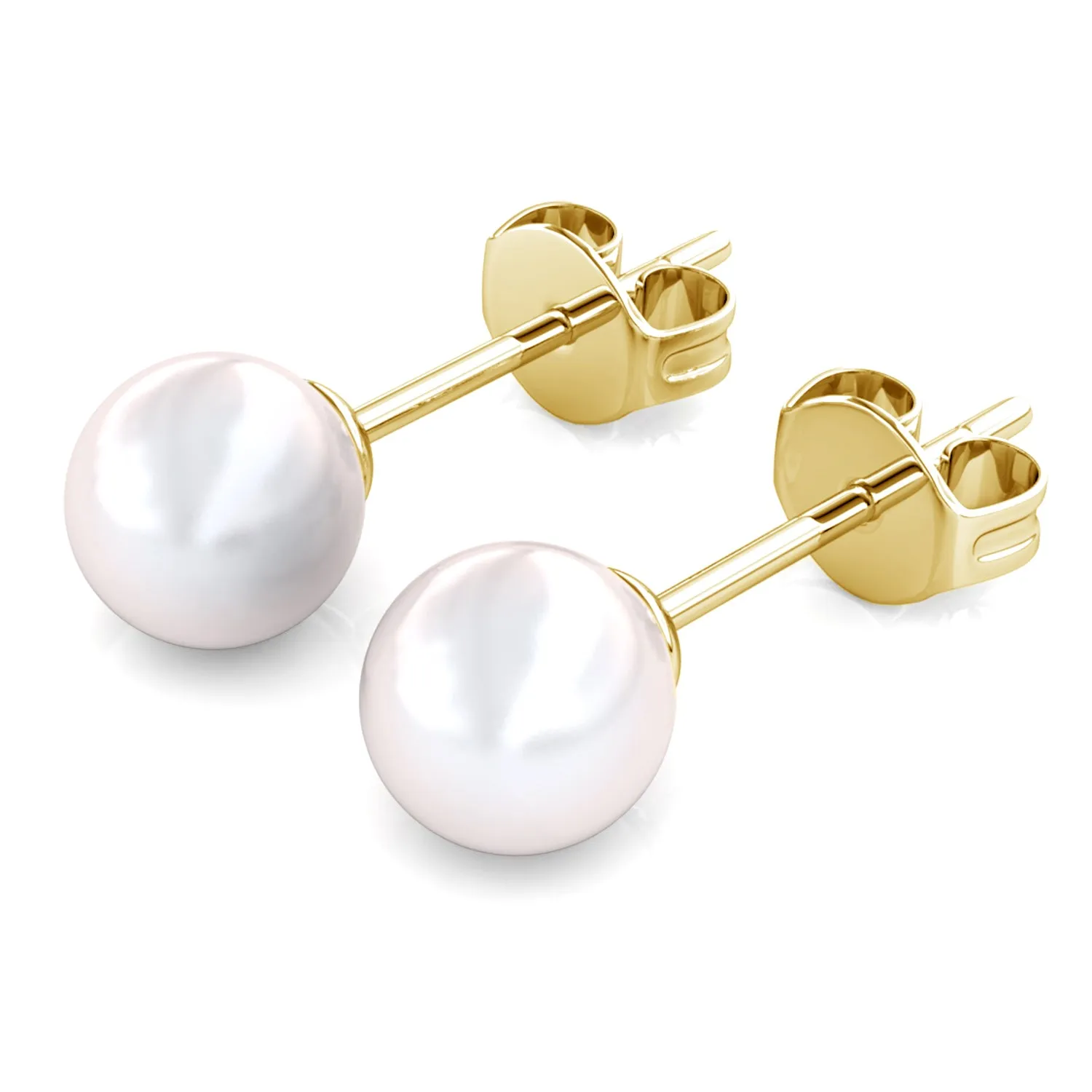 Vivienne 18k White Gold Plated Stud Earrings with Shell Pearls