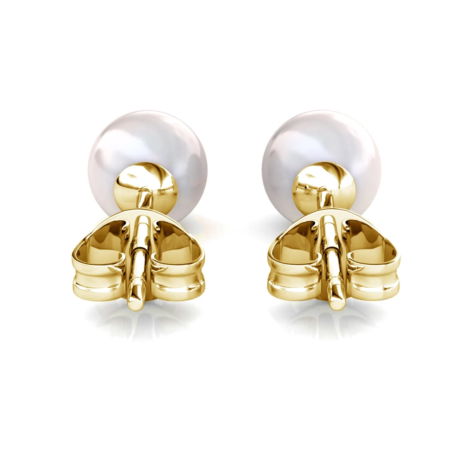 Vivienne 18k White Gold Plated Stud Earrings with Shell Pearls