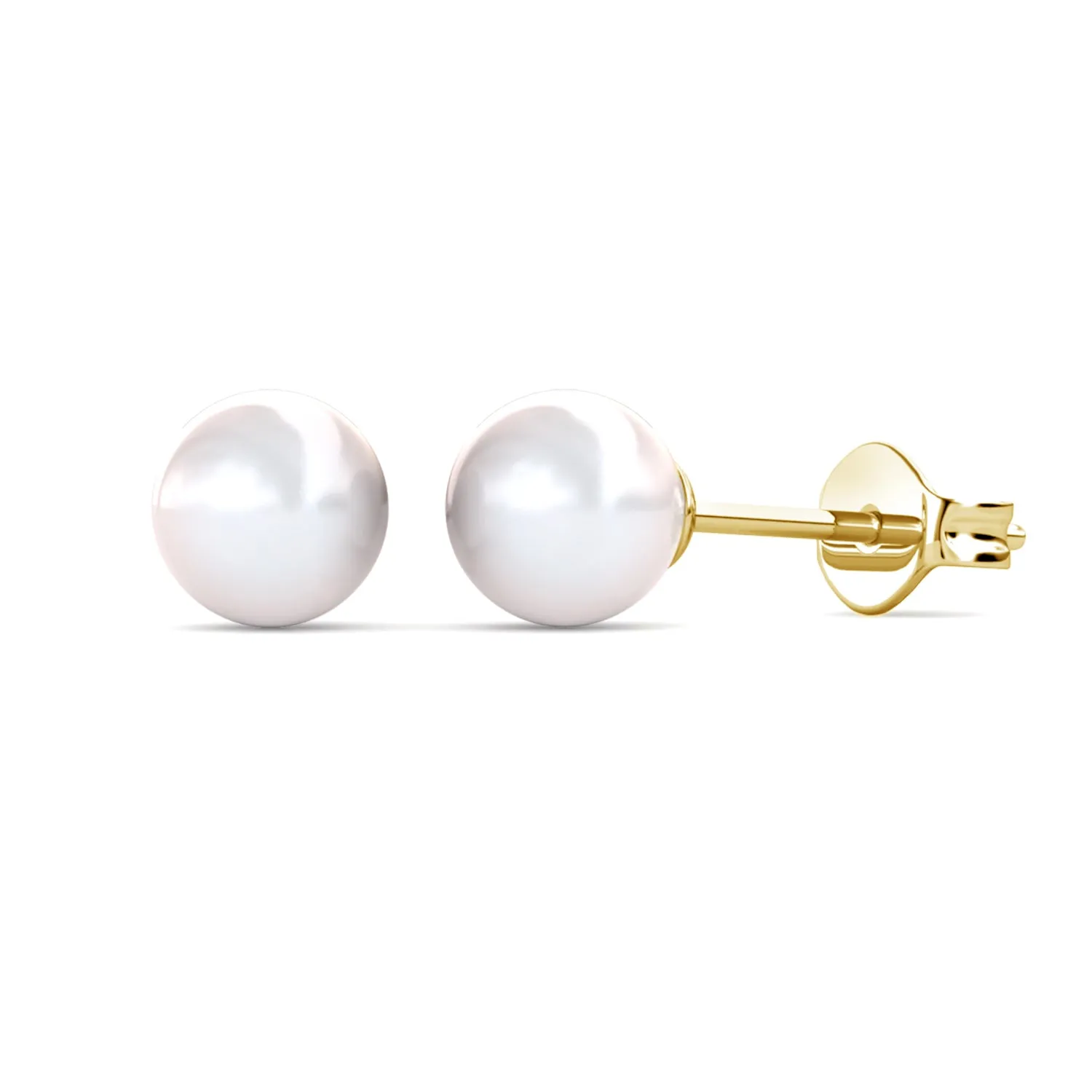 Vivienne 18k White Gold Plated Stud Earrings with Shell Pearls