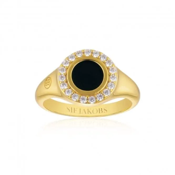 White Zirconia Black Enamel Follina Nero Piccolo Ring SJ-R11577-BECZ-YG Sif Jakobs Jewellery