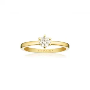 White Zirconia Ellera Uno Pianura Grande Ring SJ-R42283-CZ-YG Sif Jakobs Jewellery