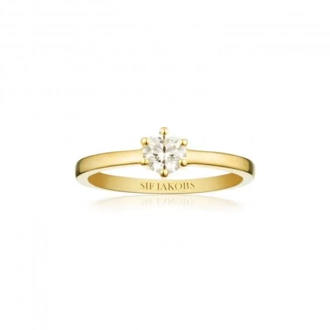 White Zirconia Ellera Uno Pianura Grande Ring SJ-R42283-CZ-YG Sif Jakobs Jewellery