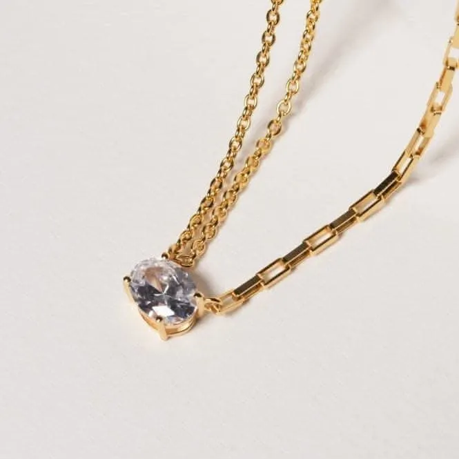 White Zirconia Ellisse Uno Necklace SJ-N2331-CZ-YG Sif Jakobs Jewellery