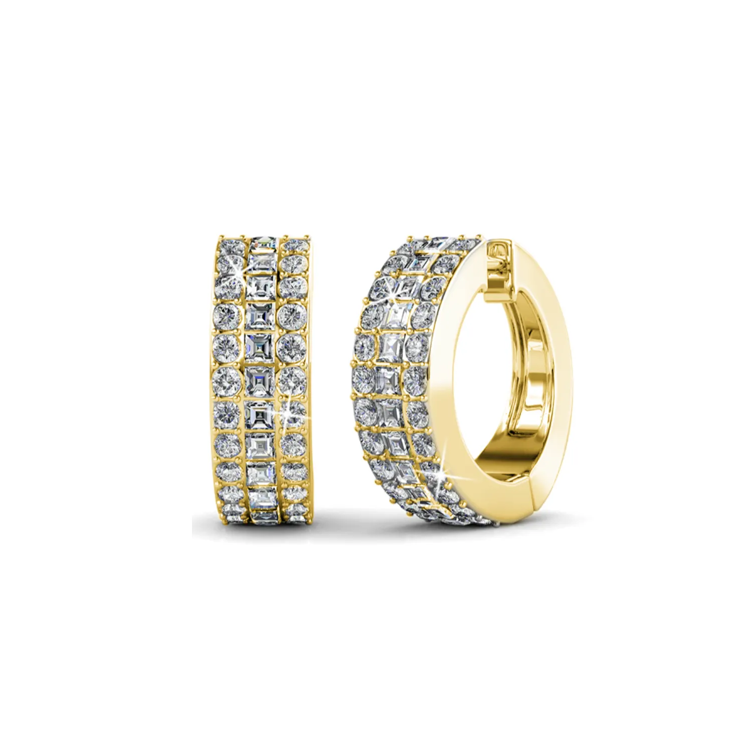 Wrenley 18k White Gold Plated 16mm Hoop Earrings with Swarovski Crystals