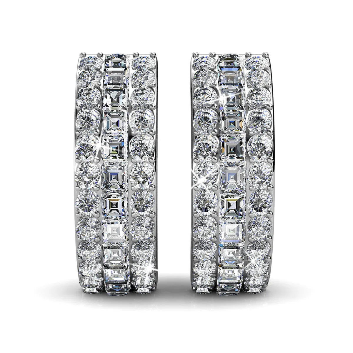 Wrenley 18k White Gold Plated 16mm Hoop Earrings with Swarovski Crystals