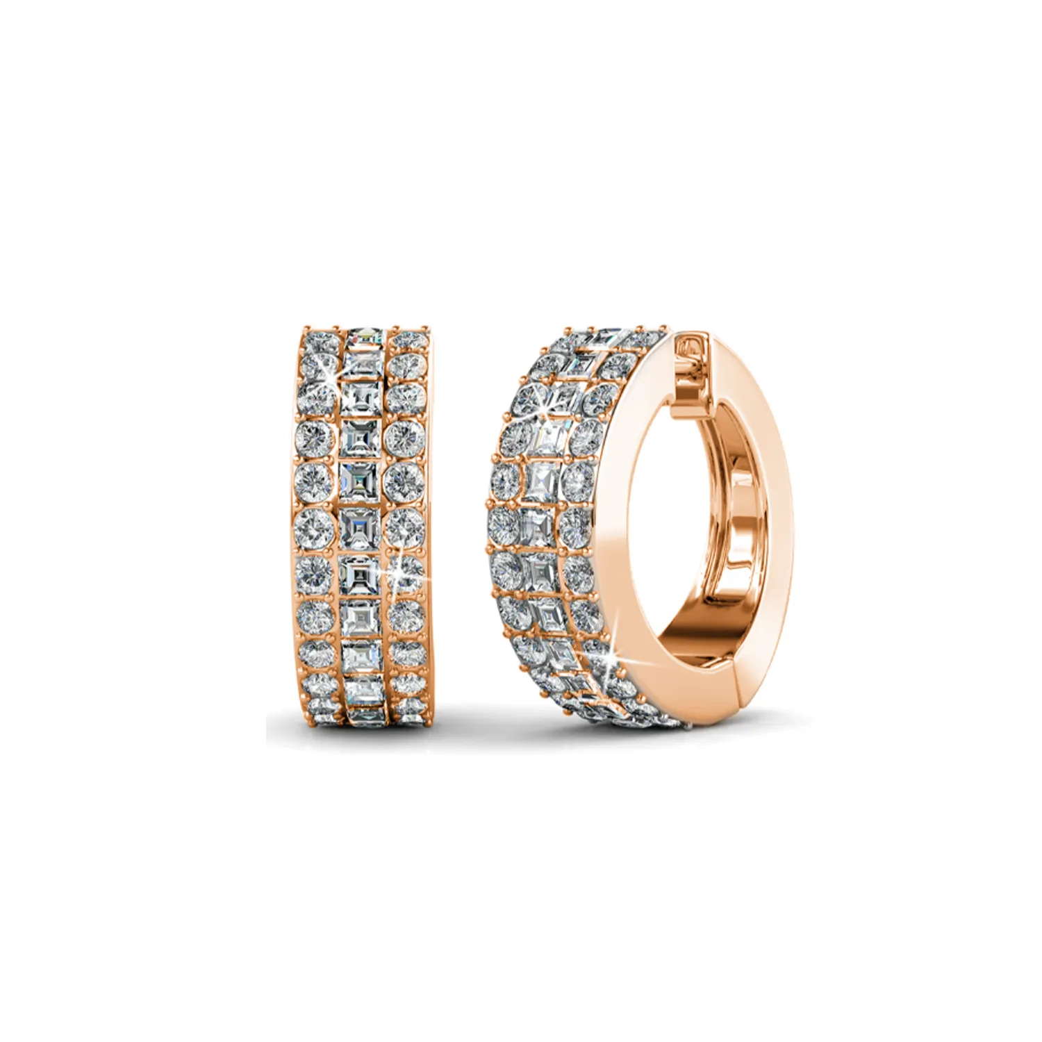 Wrenley 18k White Gold Plated 16mm Hoop Earrings with Swarovski Crystals