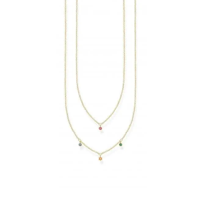 Yellow Gold Double Layer Multicolour Stone Necklace 45cm KE2078-488-7-L45v Thomas Sabo Necklaces