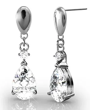 Zoey 18K White Gold Drop Earrings with Swarovski Crystals — Final Sale